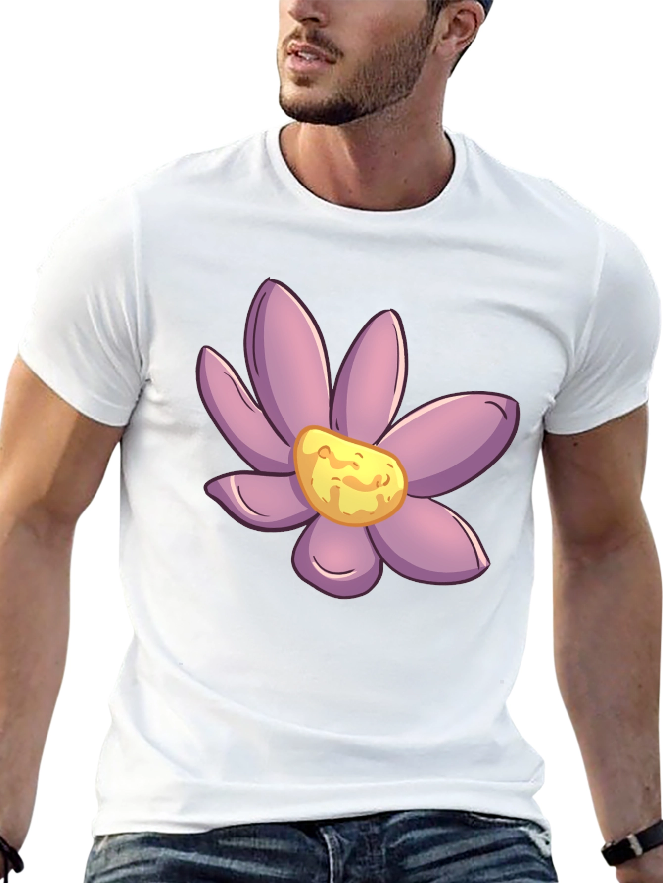 Floral Print Black Casual Tee