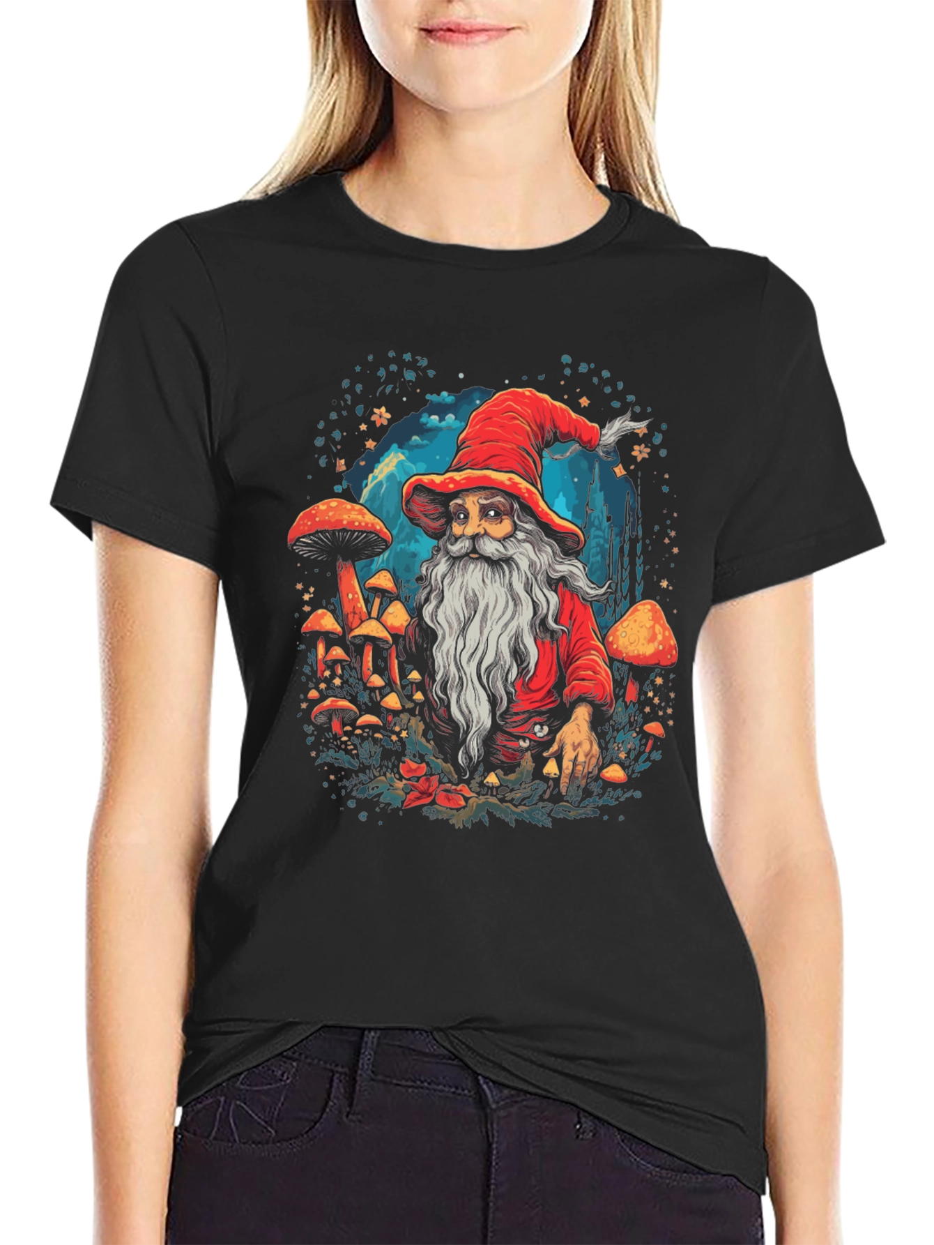 Wizard & Mushroom Graphic T-Shirt