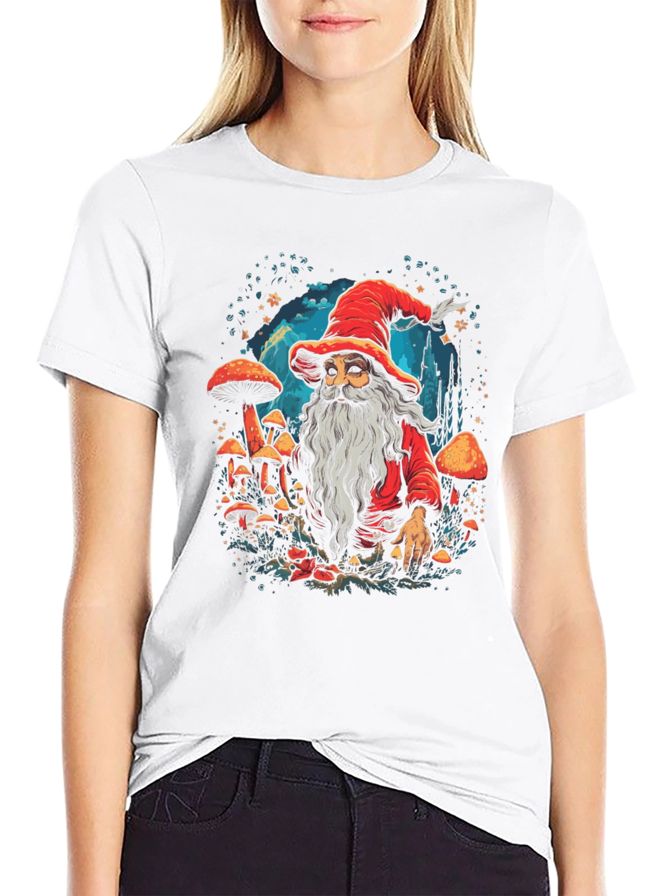 Wizard & Mushroom Graphic T-Shirt