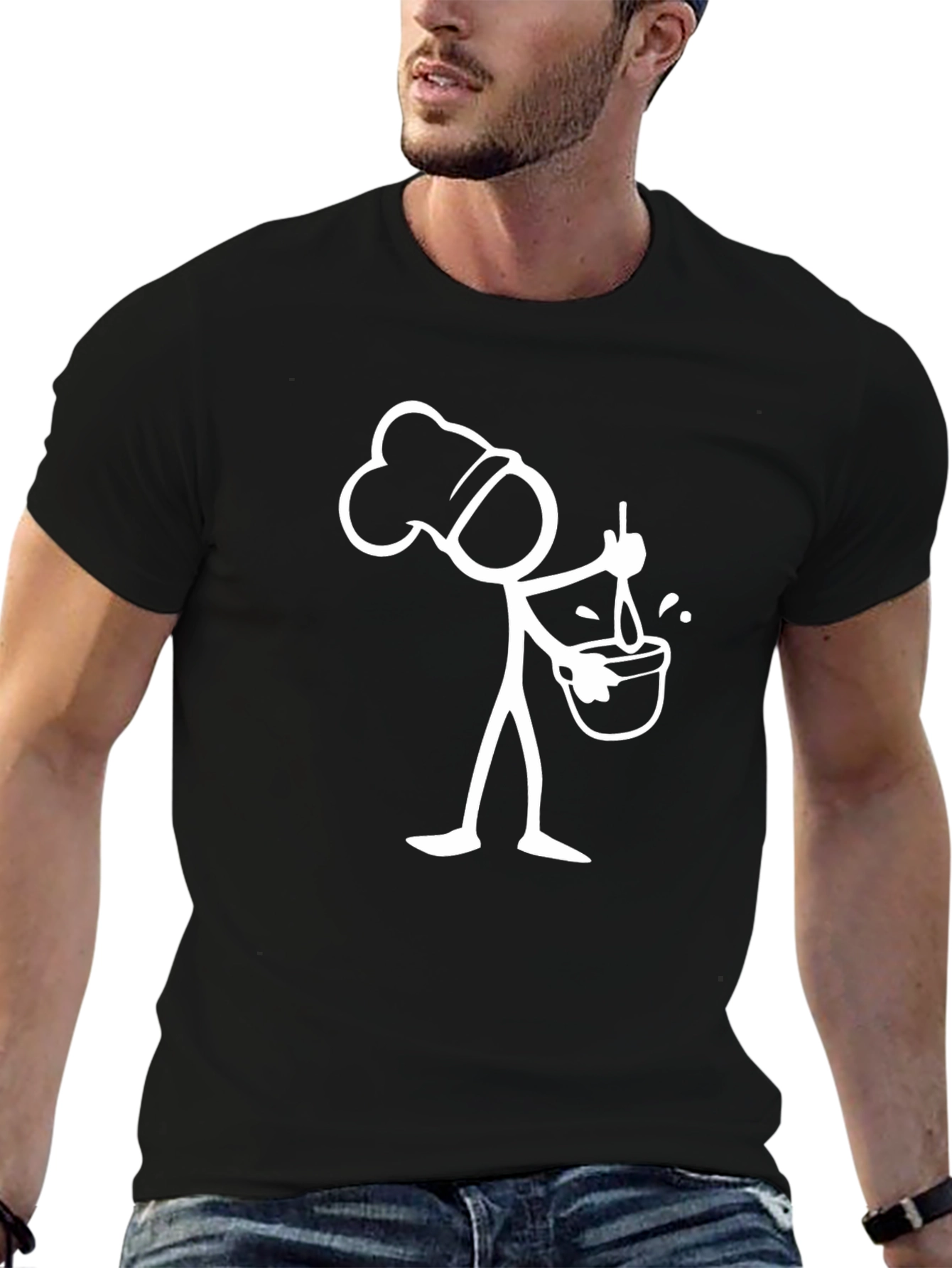 Chef Stick Figure T-Shirt - Whimsical Cook Tee
