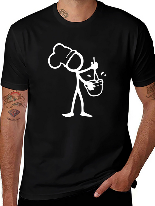 Chef Stick Figure T-Shirt - Whimsical Cook Tee