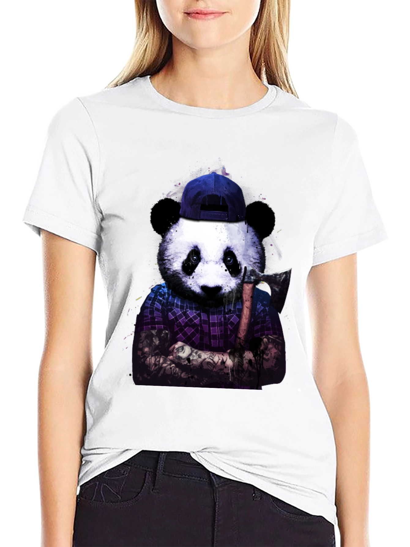 Cool Panda with Axe Graphic Tee