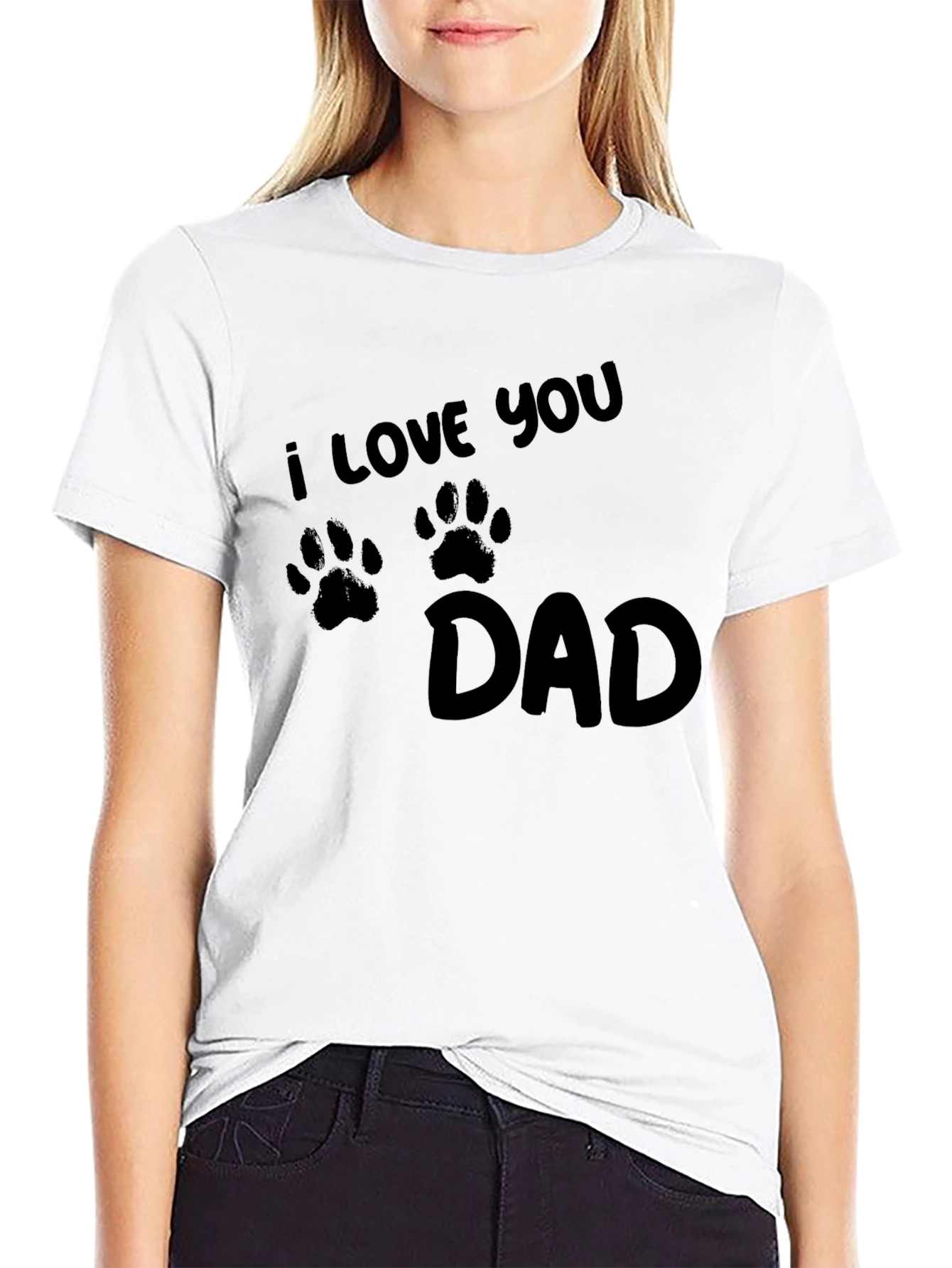 I Love You Dad Paw Print T-Shirt