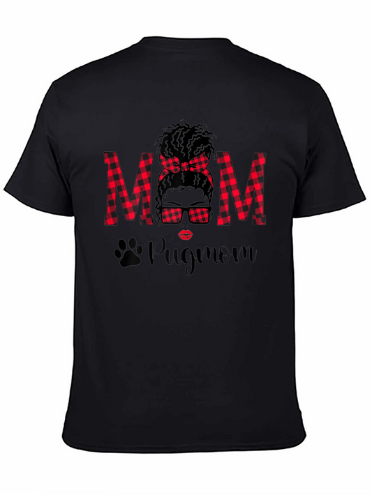 Pug Mom Buffalo Plaid Graphic Tee