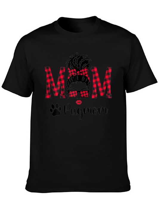 Pug Mom Buffalo Plaid Graphic Tee