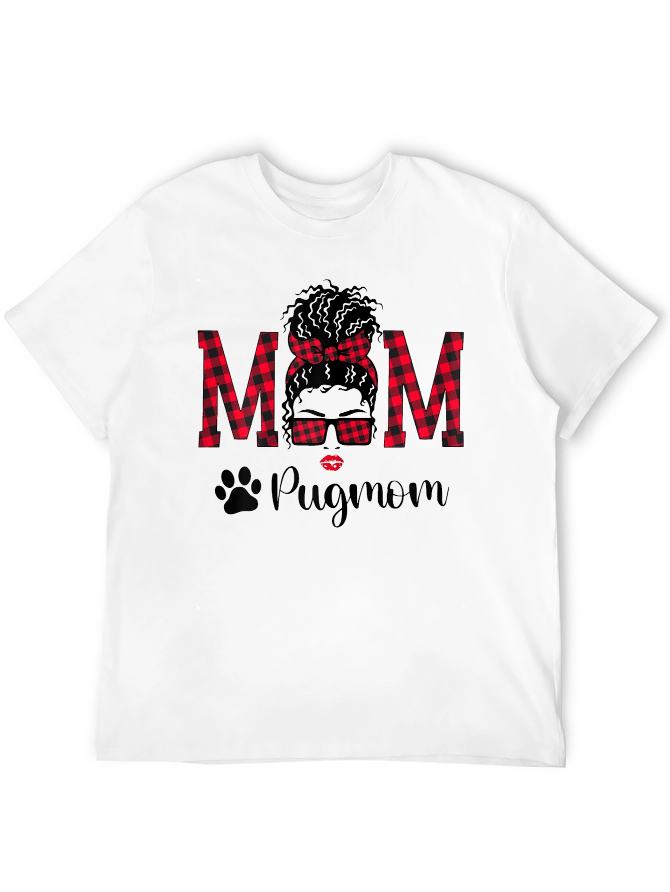 Pug Mom Buffalo Plaid Graphic Tee