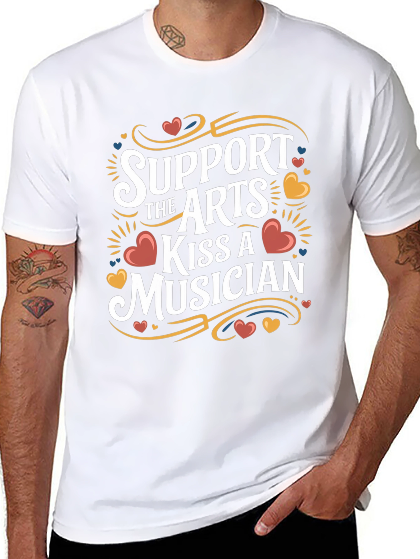 Support The Arts Kiss A Musician Graphic T-Shirt