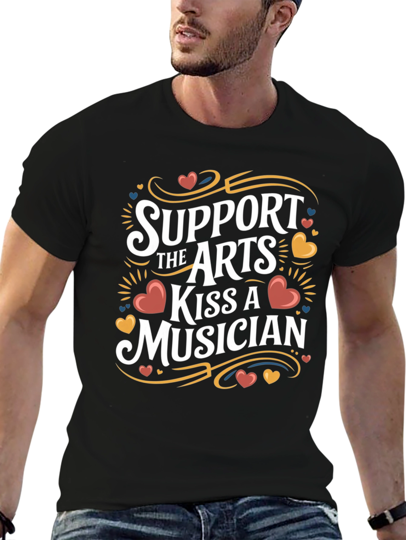 Support The Arts Kiss A Musician Graphic T-Shirt