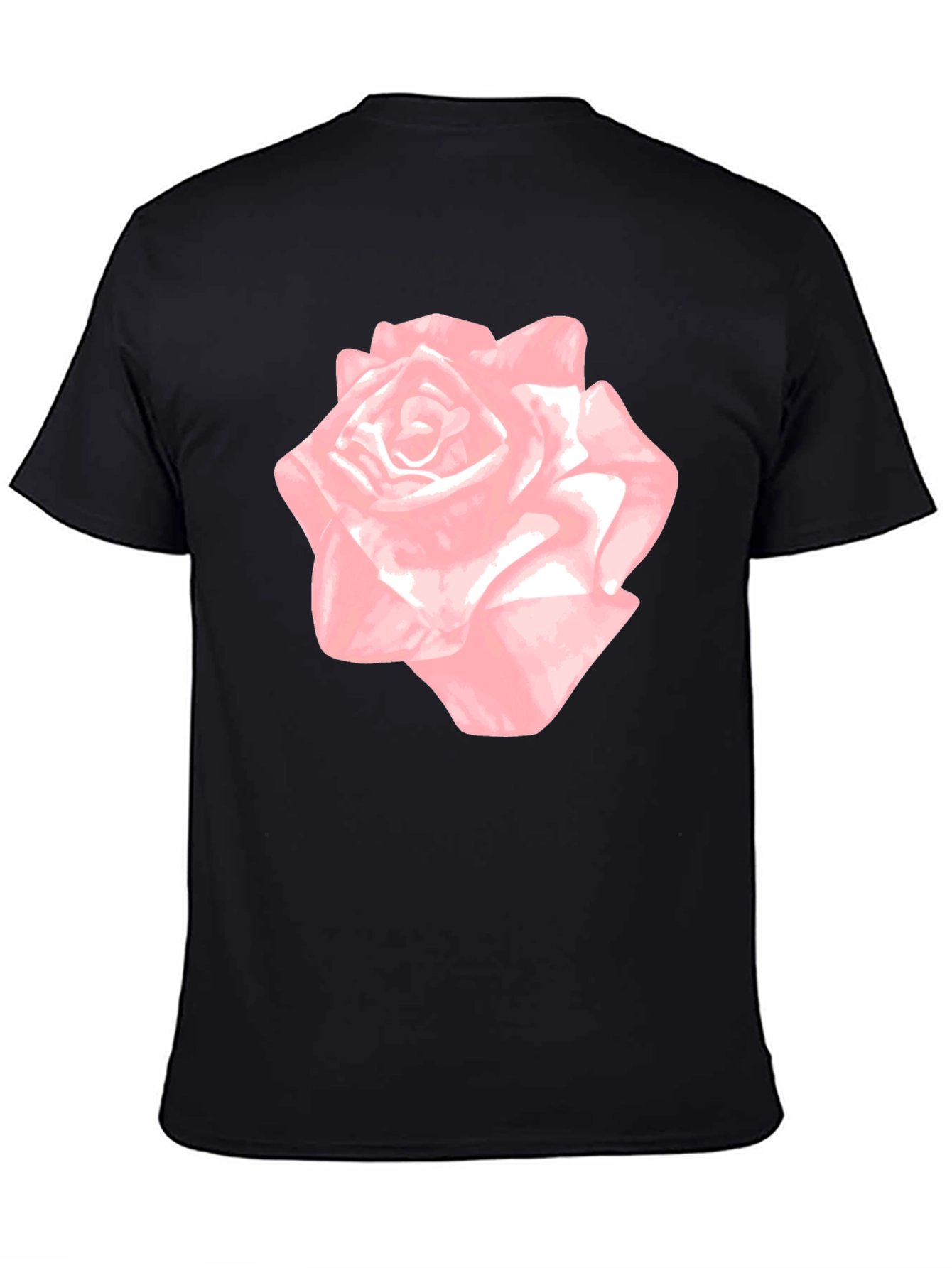 Pink Rose Graphic Black T-Shirt