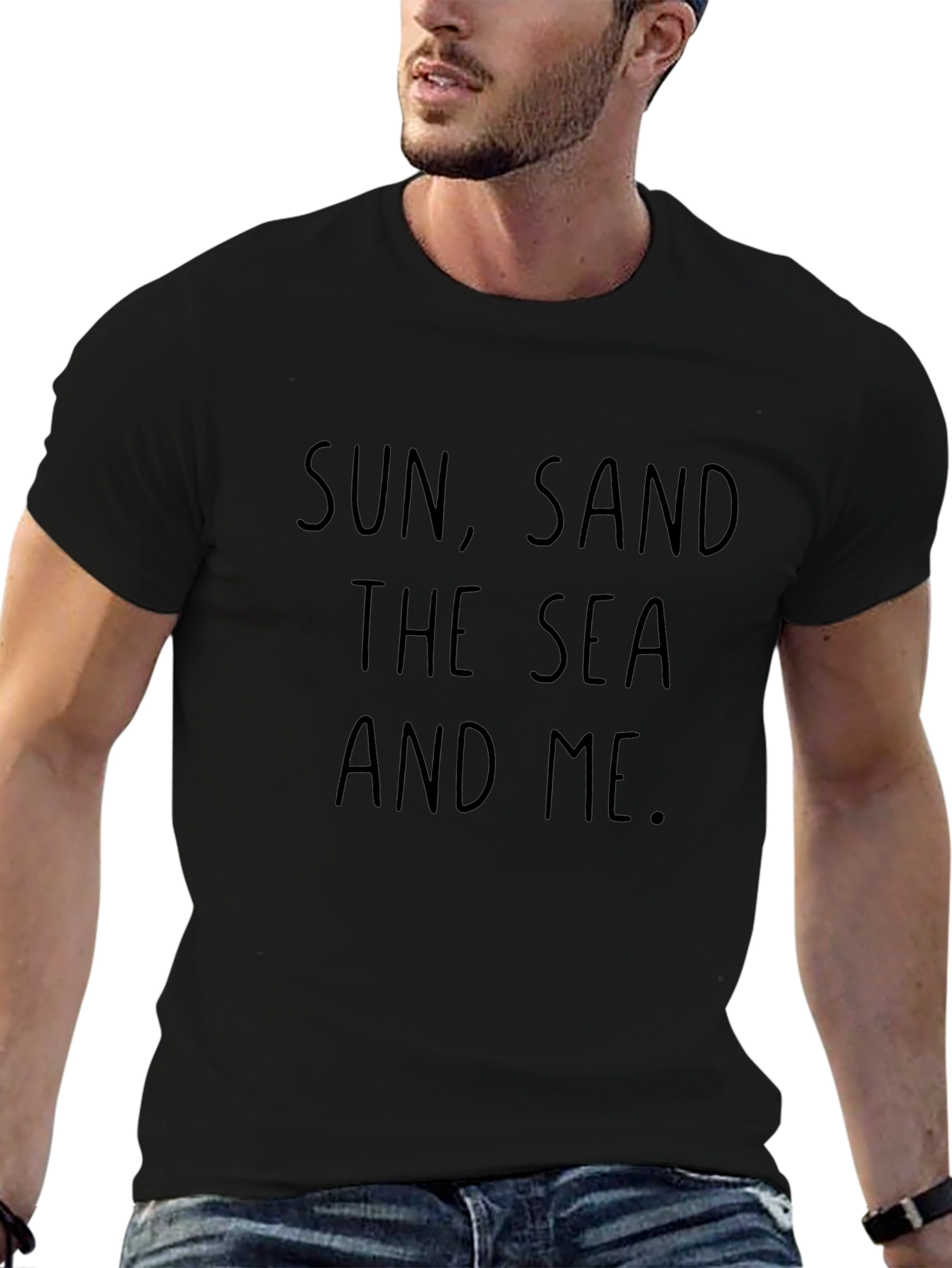 Sun Sand Sea and Me Black T-Shirt