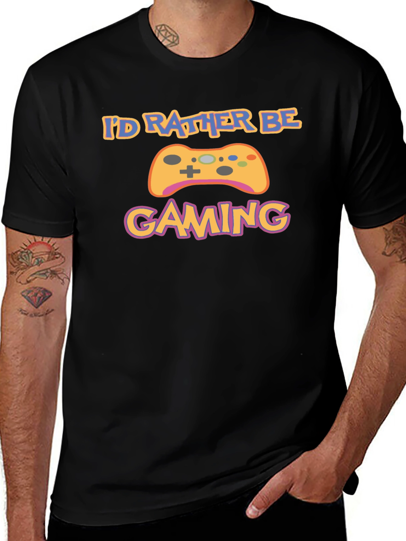 Id Rather Be Gaming Black T-Shirt