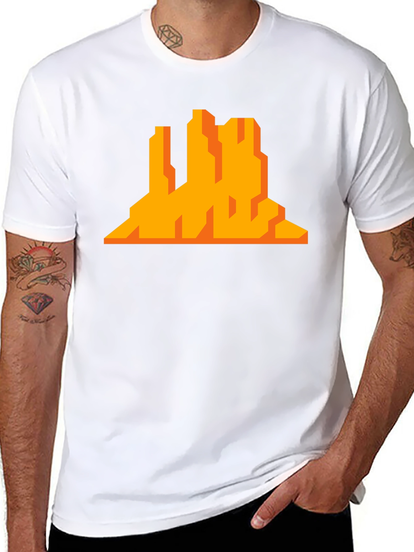 Pixelated Desert Mountain Graphic Tee