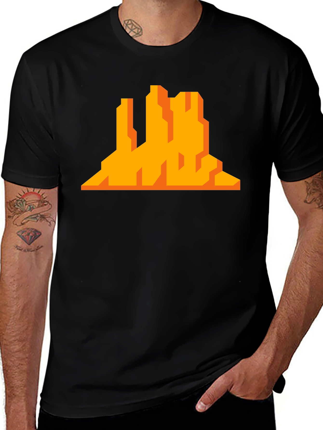 Pixelated Desert Mountain Graphic Tee