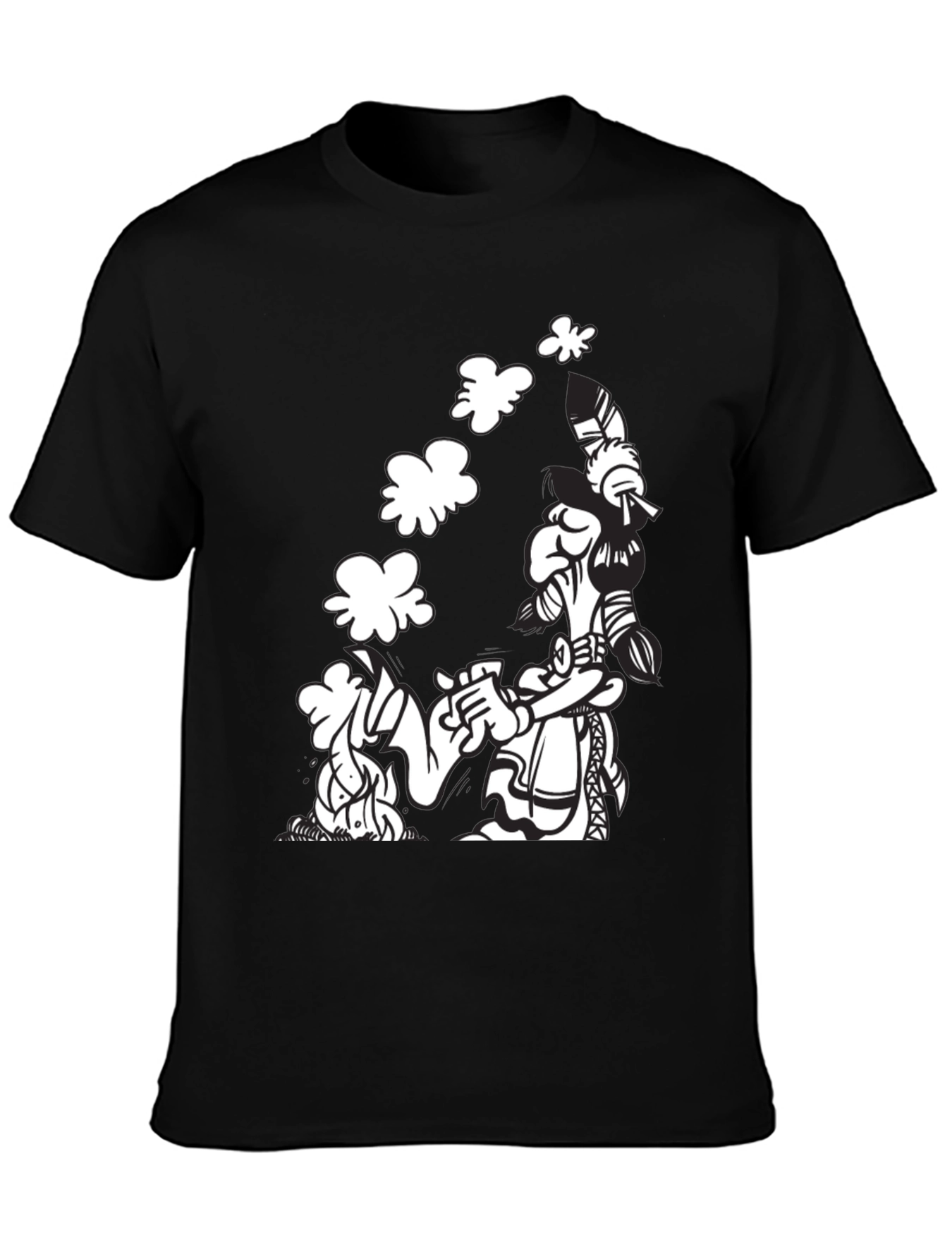 Black T-Shirt with Cartoon Graphic