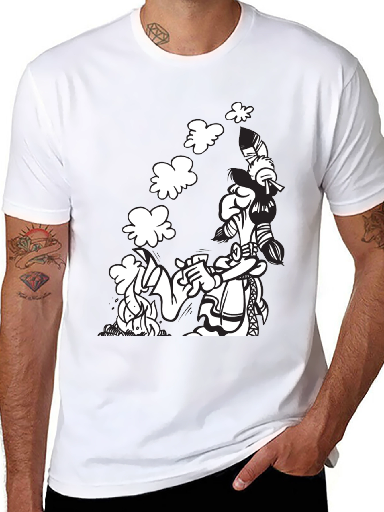 Black T-Shirt with Cartoon Graphic