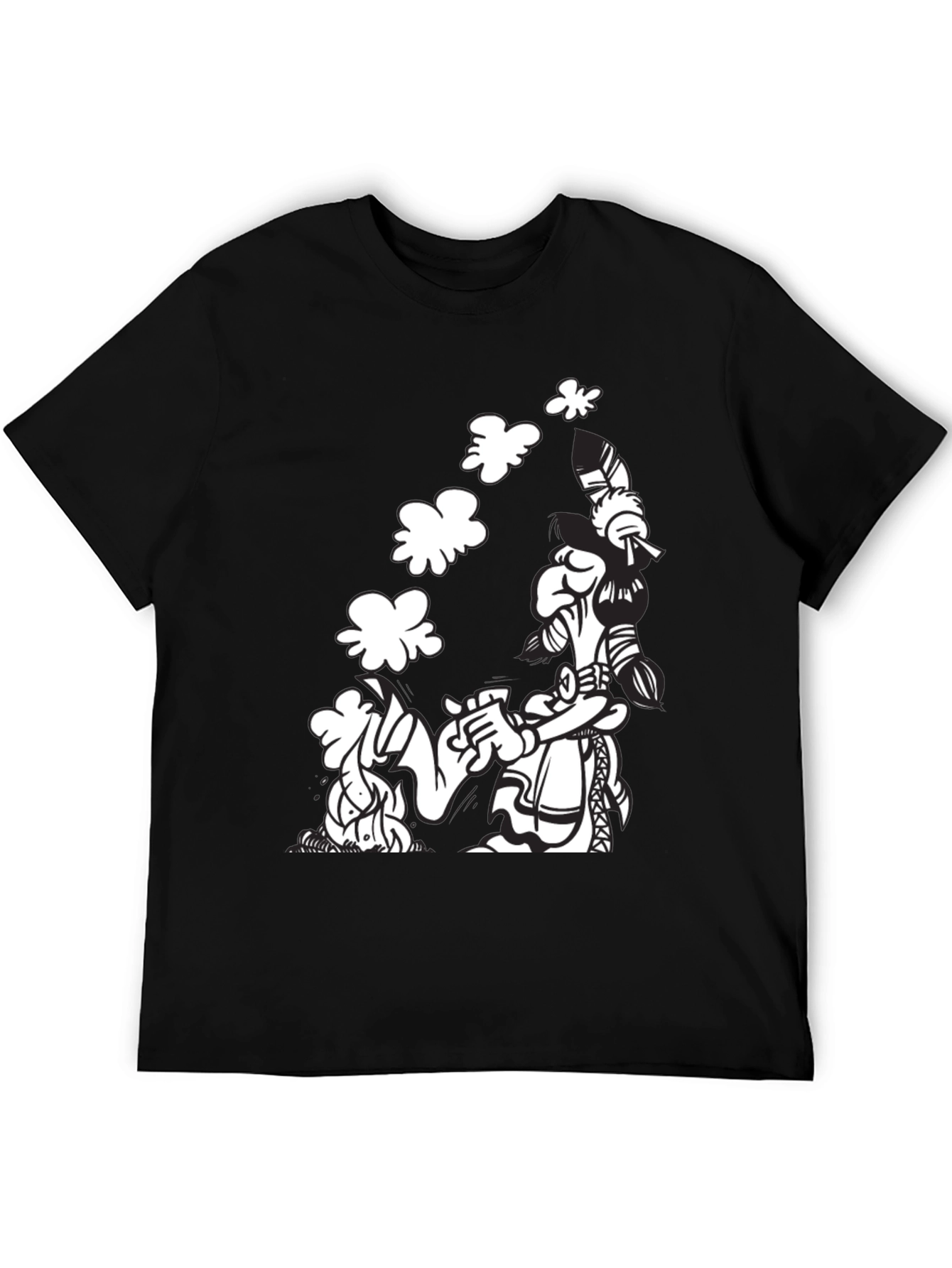 Black T-Shirt with Cartoon Graphic