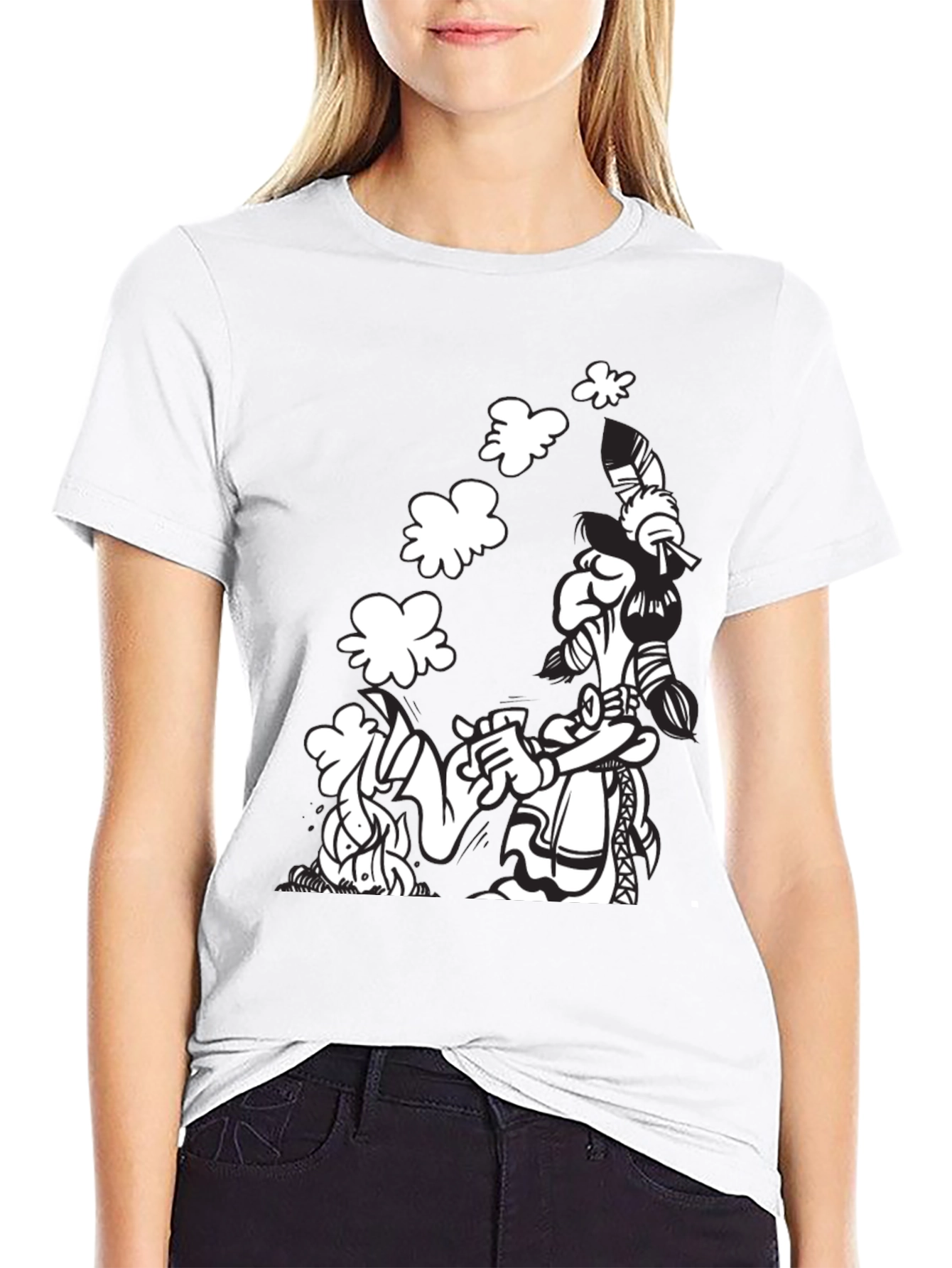 Black T-Shirt with Cartoon Graphic