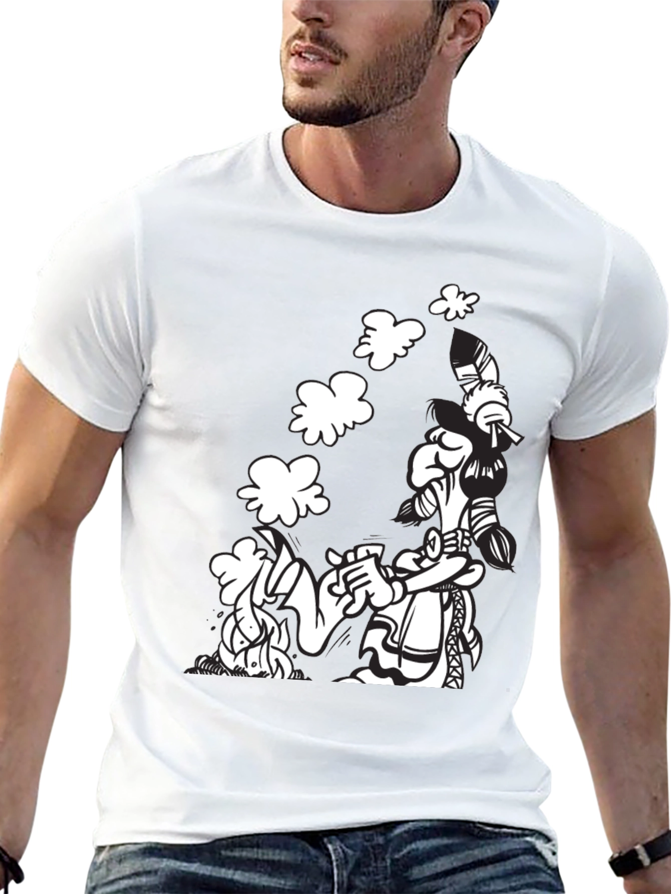 Black T-Shirt with Cartoon Graphic