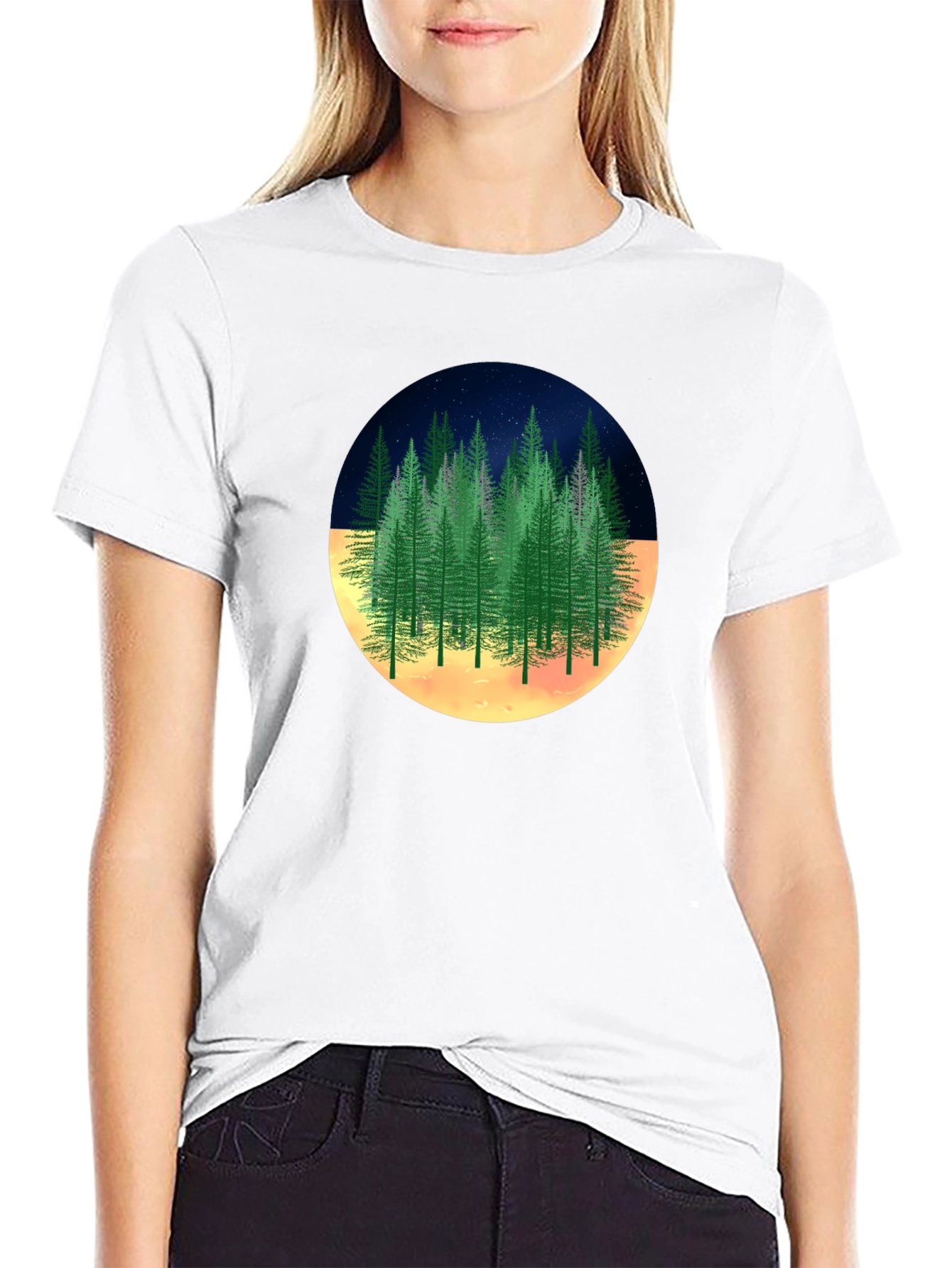 Night Forest Graphic Tee -  Unique Nature Design