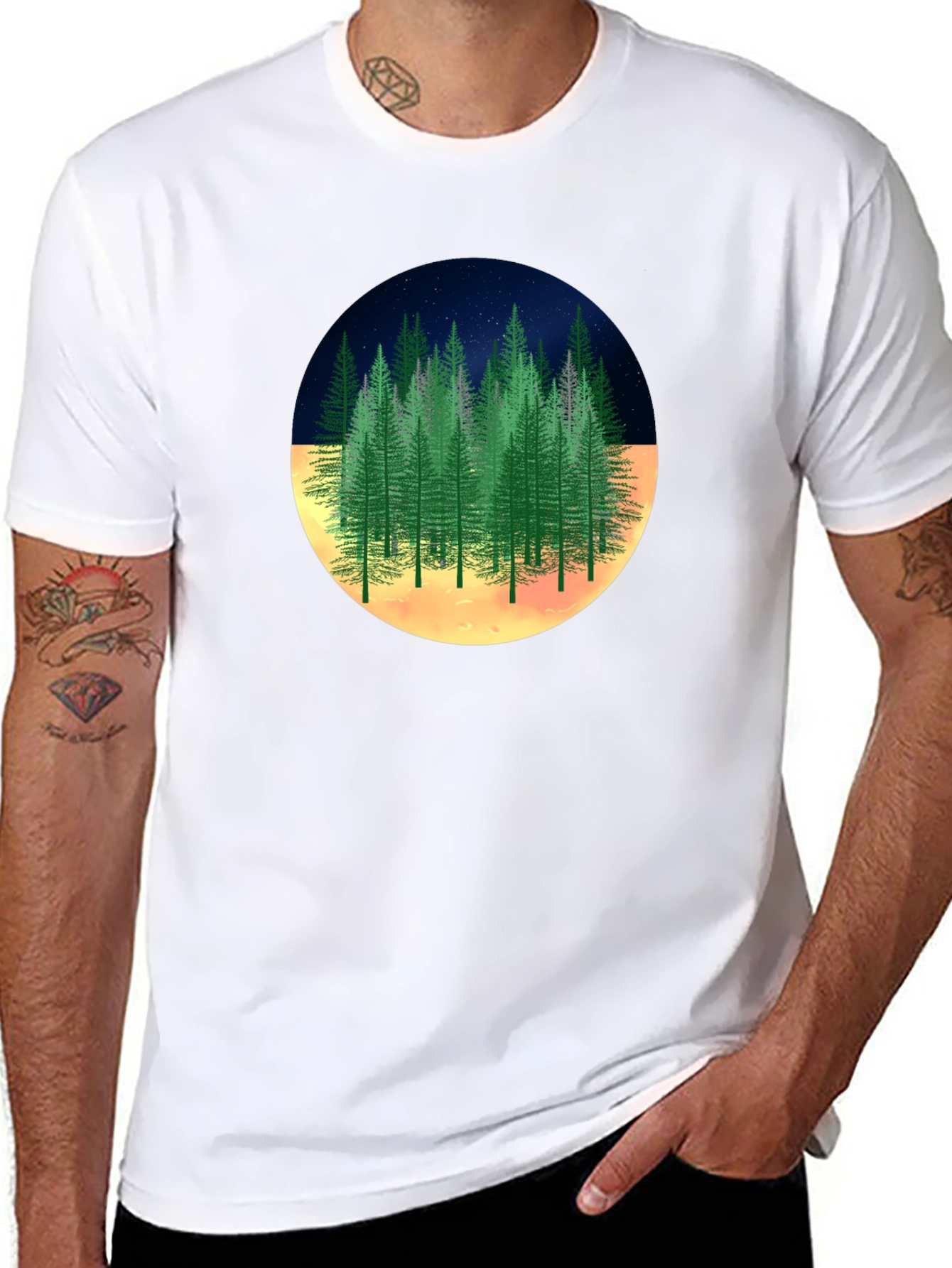 Night Forest Graphic Tee -  Unique Nature Design