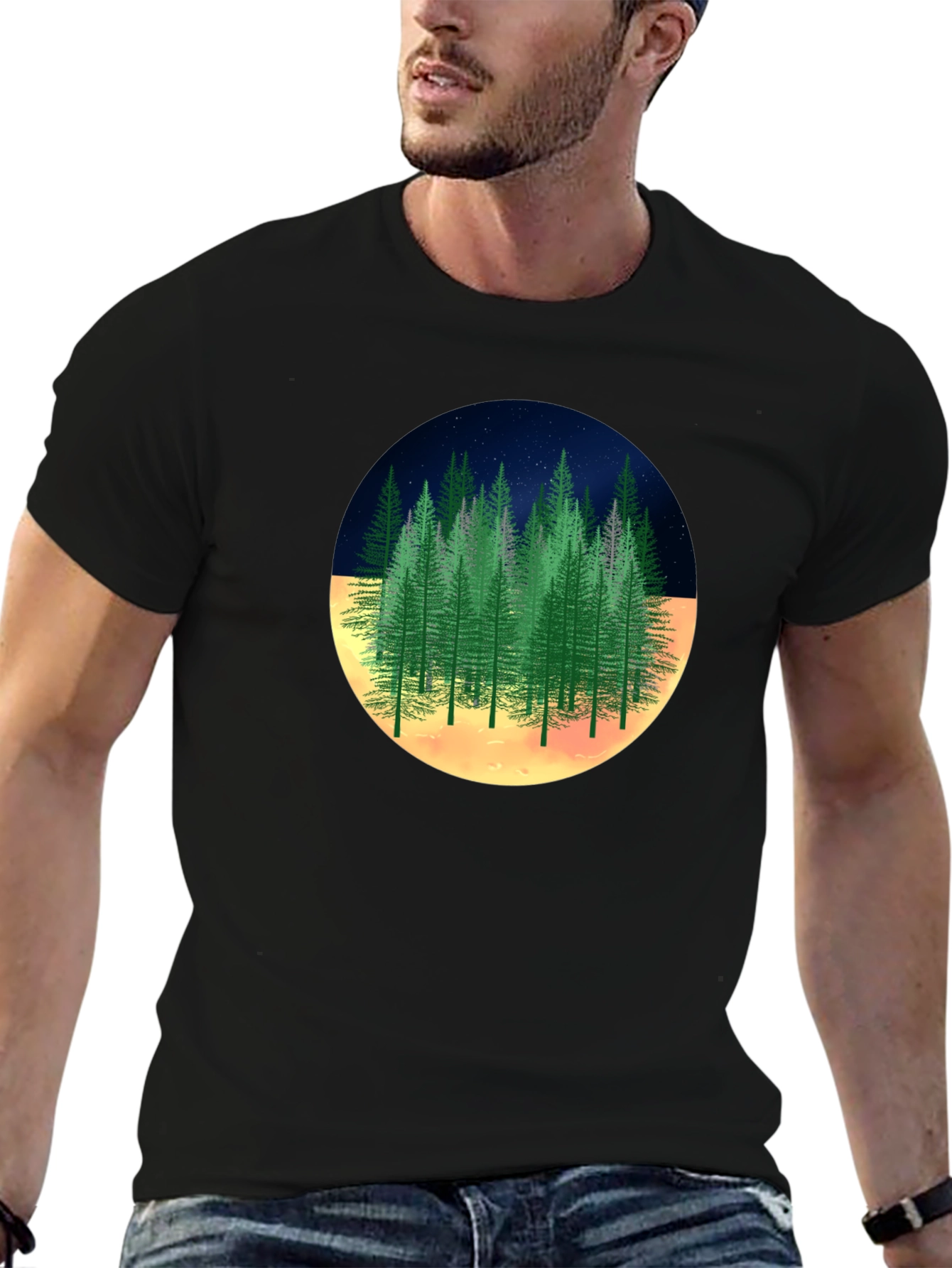 Night Forest Graphic Tee -  Unique Nature Design