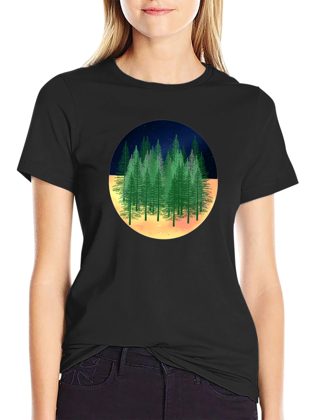 Night Forest Graphic Tee -  Unique Nature Design