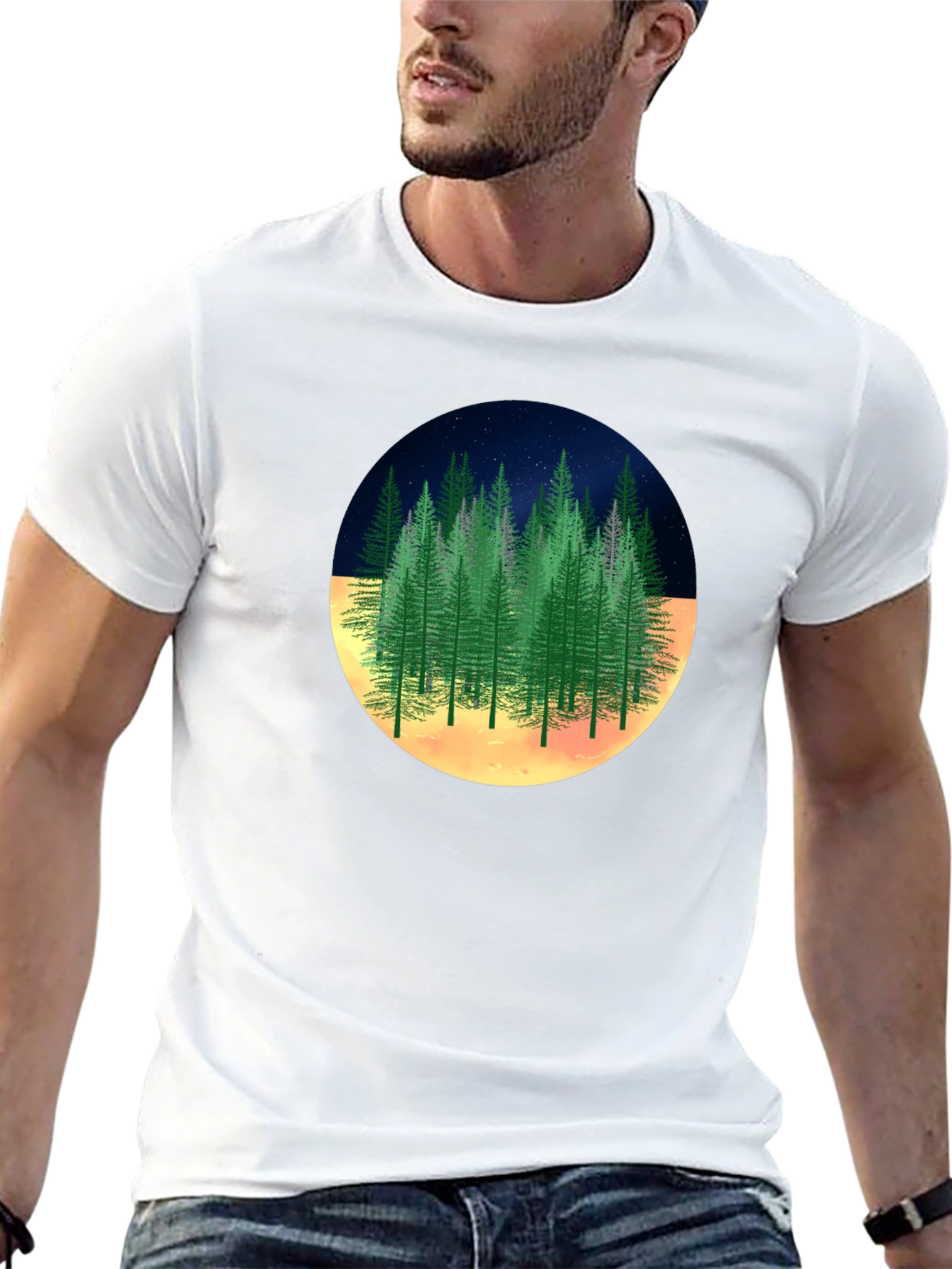 Night Forest Graphic Tee -  Unique Nature Design