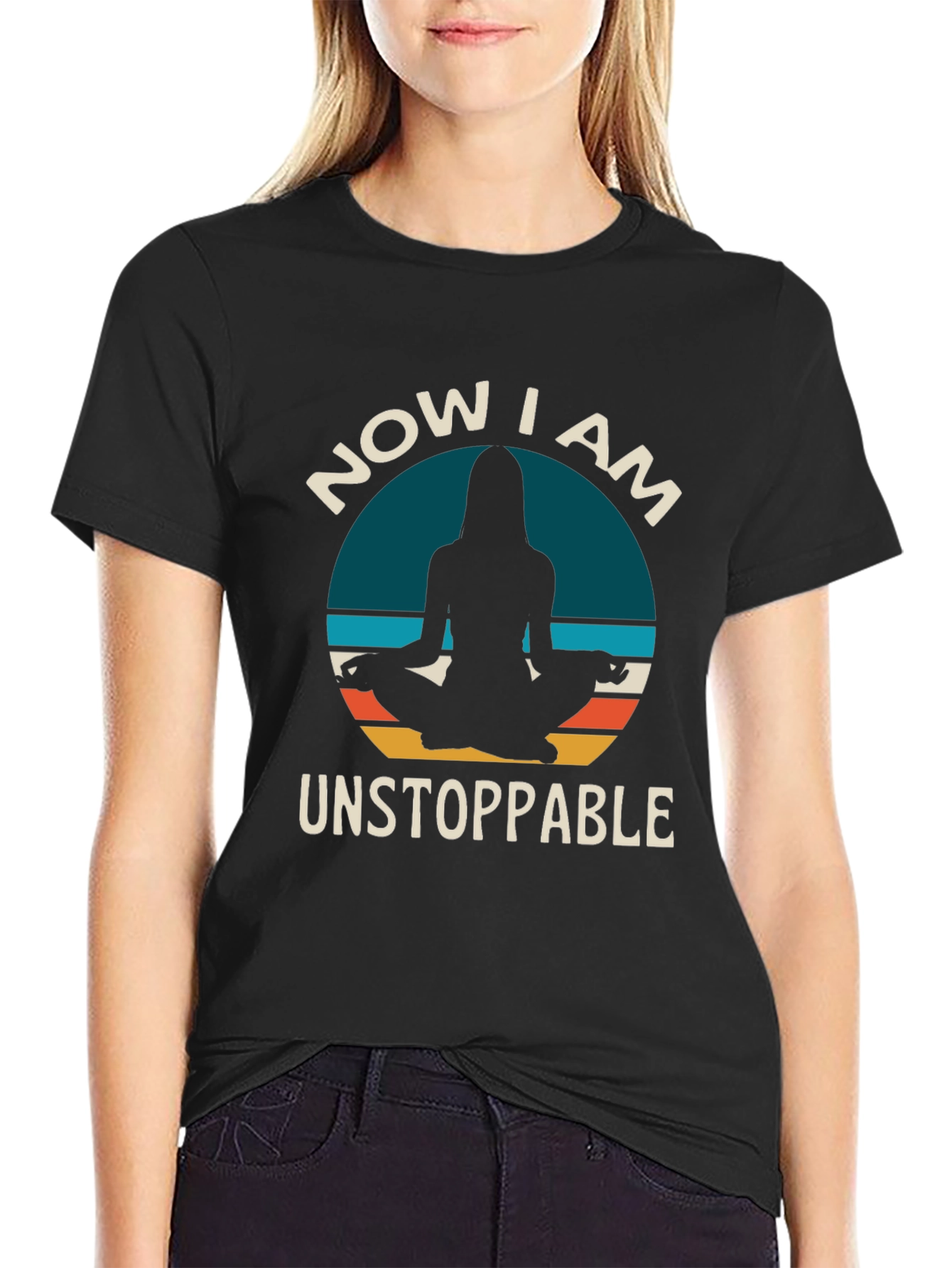 Unstoppable Yoga T-Shirt - Meditating Silhouette Design