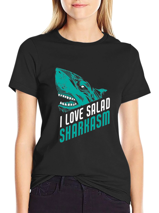 I Love Salad Sharkasm Black Graphic Tee