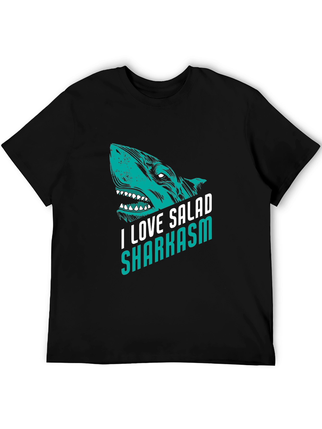I Love Salad Sharkasm Black Graphic Tee