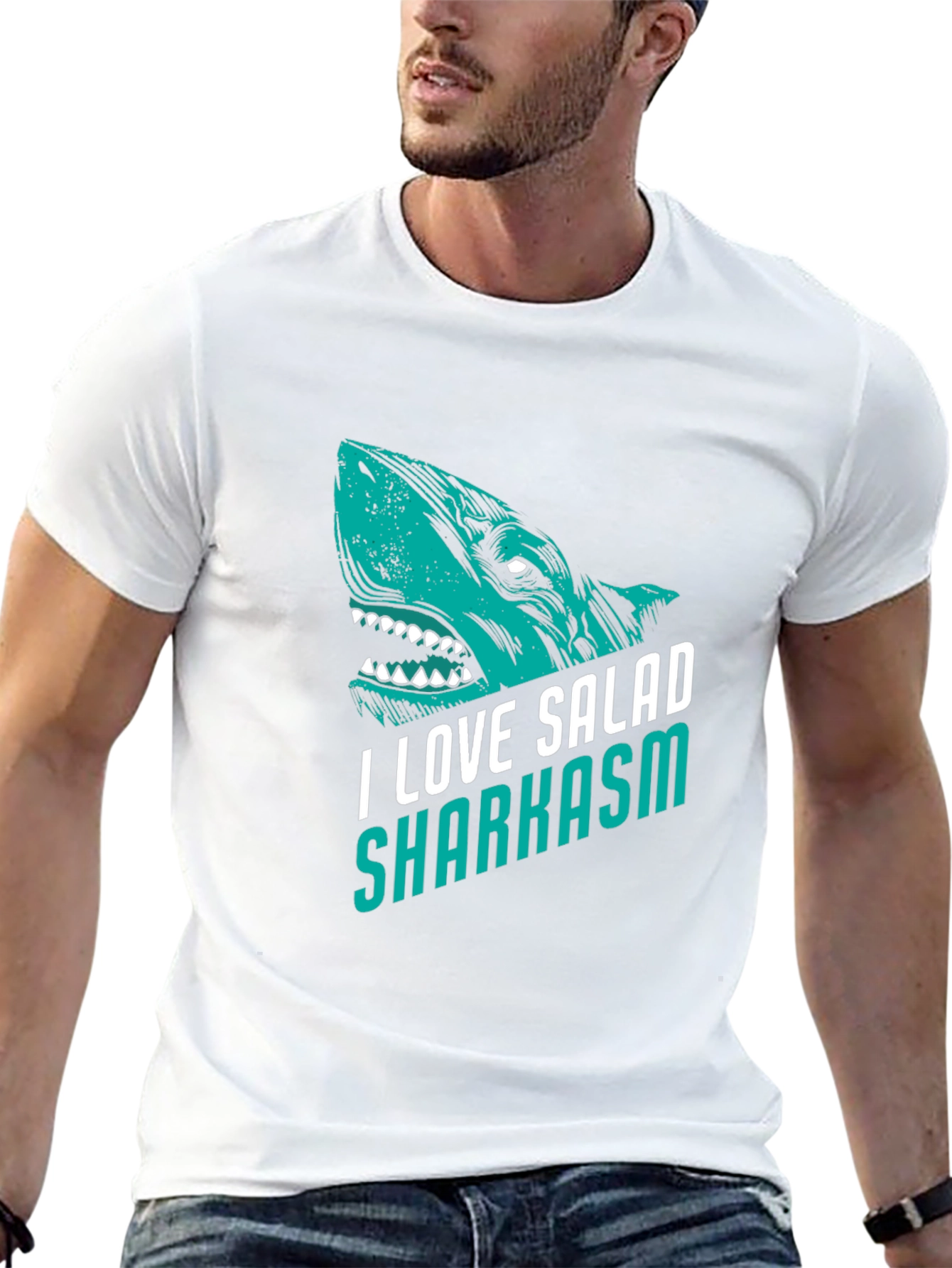 I Love Salad Sharkasm Black Graphic Tee
