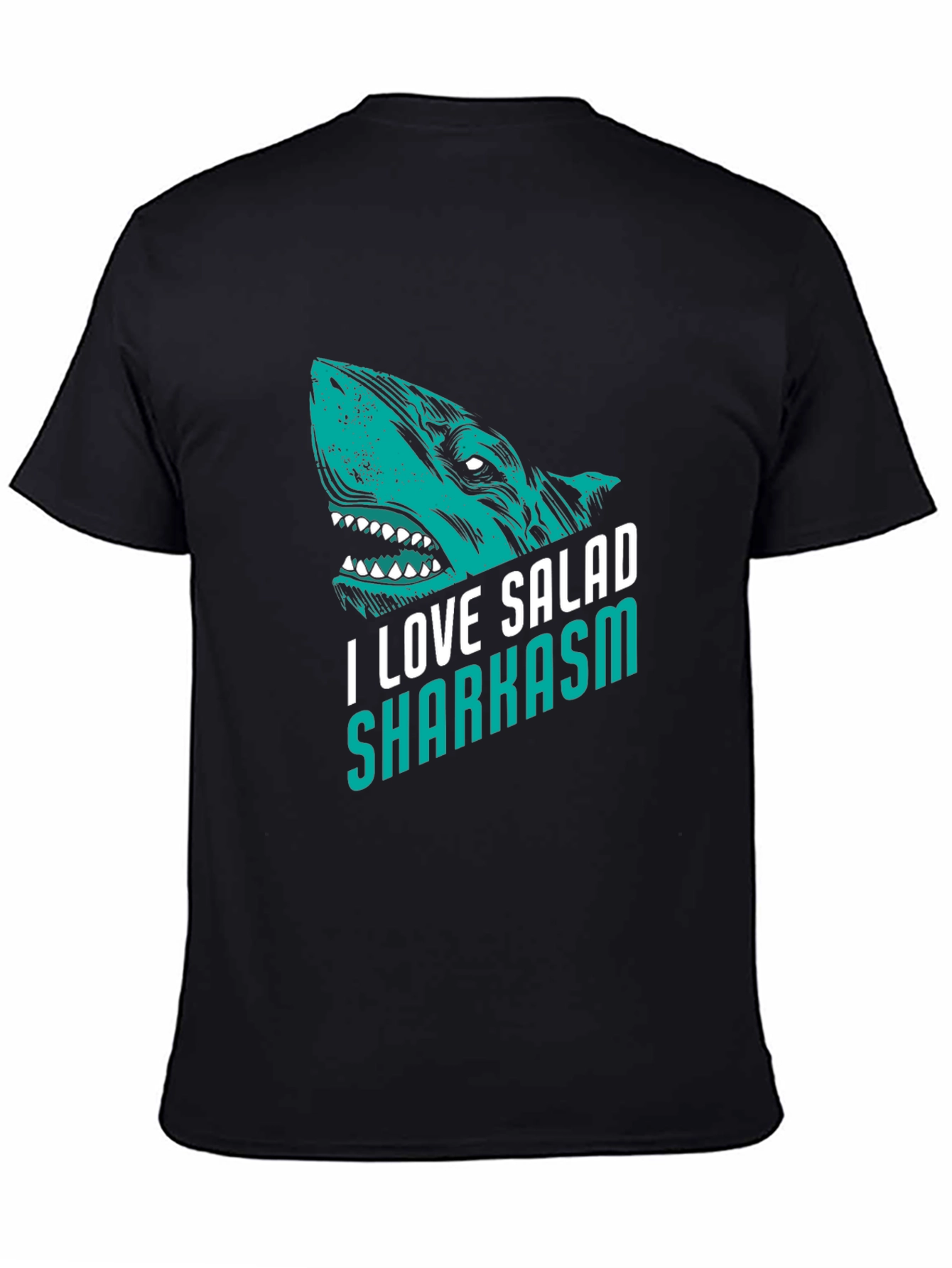 I Love Salad Sharkasm Black Graphic Tee