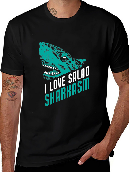 I Love Salad Sharkasm Black Graphic Tee