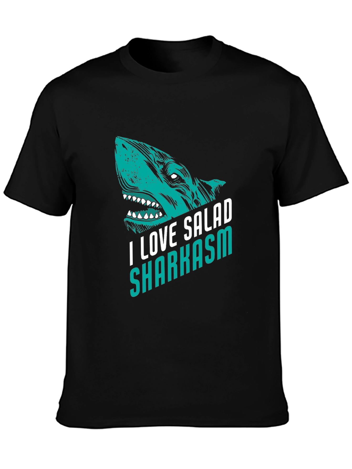 I Love Salad Sharkasm Black Graphic Tee