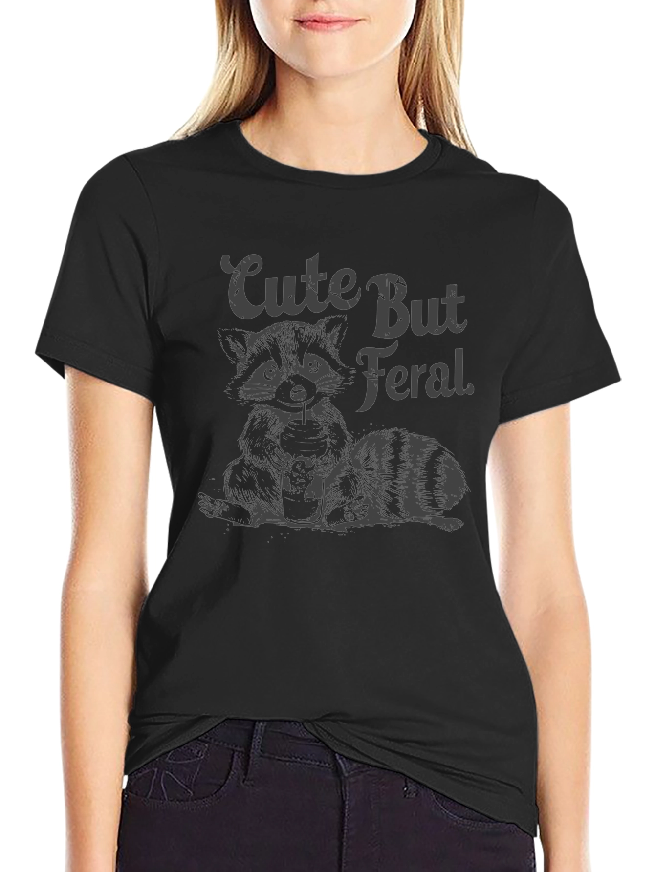 Cute But Feral Raccoon Graphic T-Shirt