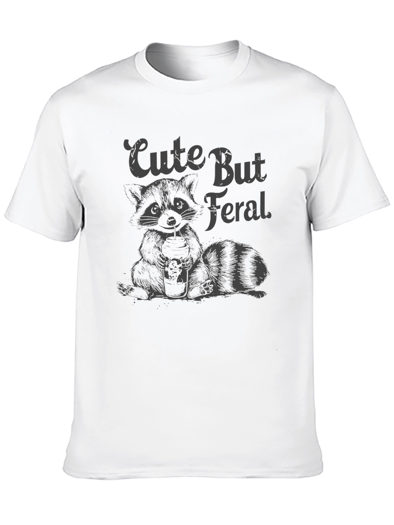 Cute But Feral Raccoon Graphic T-Shirt