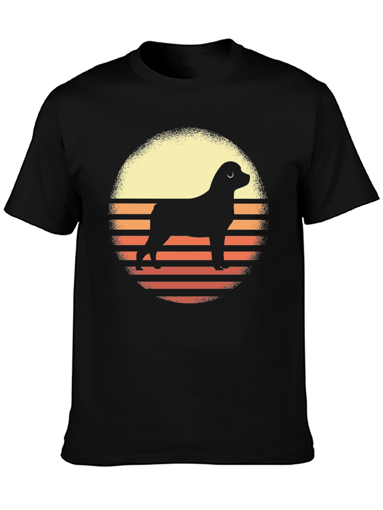 Dog Silhouette Sunset Graphic Tee - Black