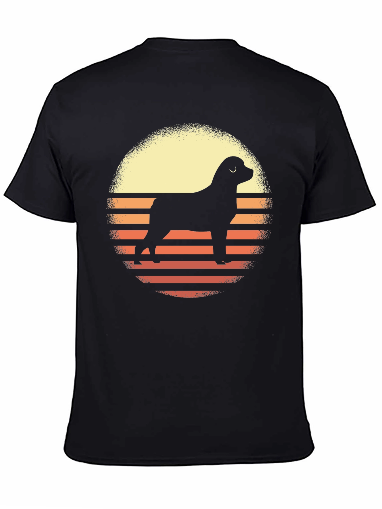Dog Silhouette Sunset Graphic Tee - Black