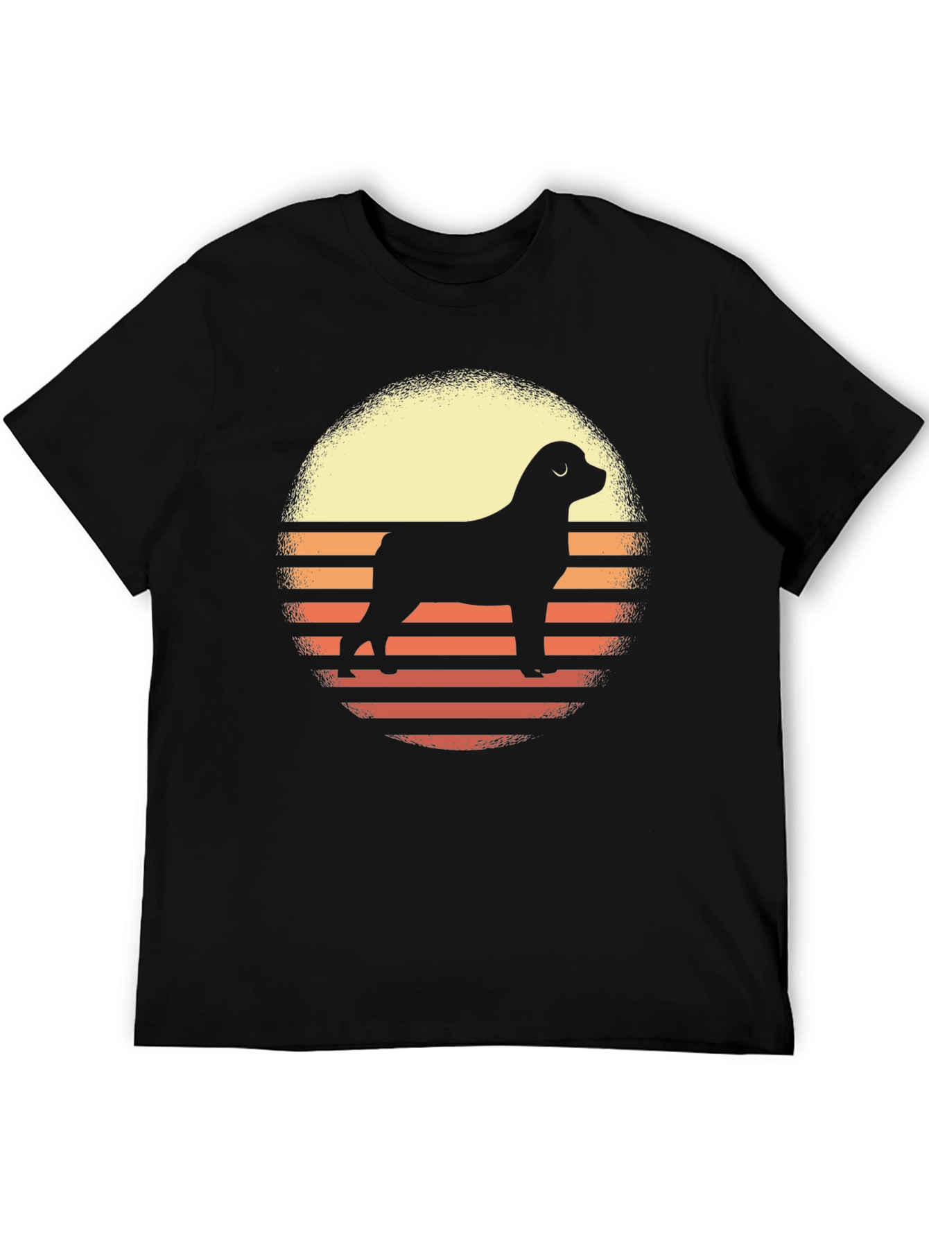Dog Silhouette Sunset Graphic Tee - Black
