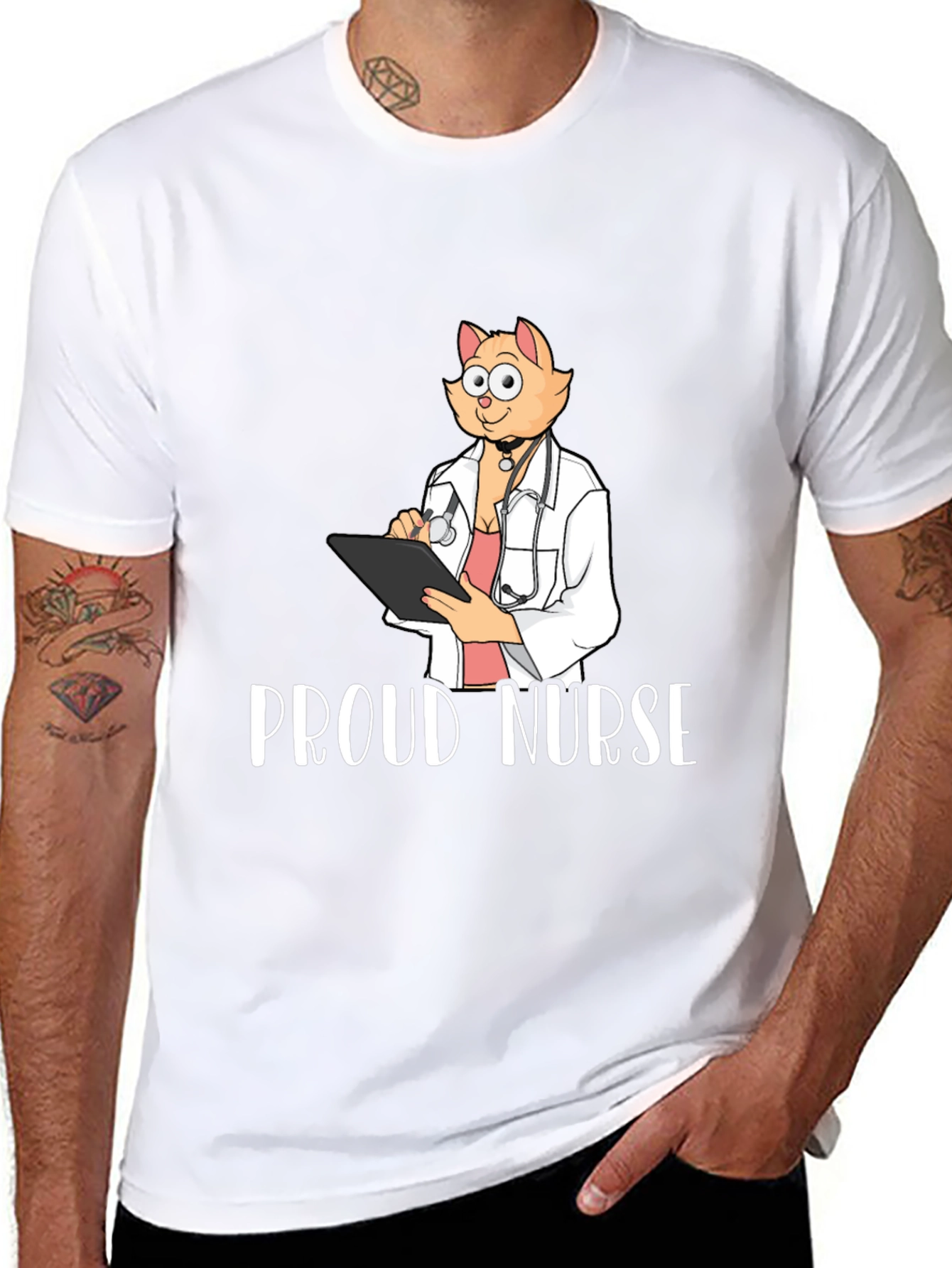 Proud Nurse Cat T-Shirt - Novelty Tee