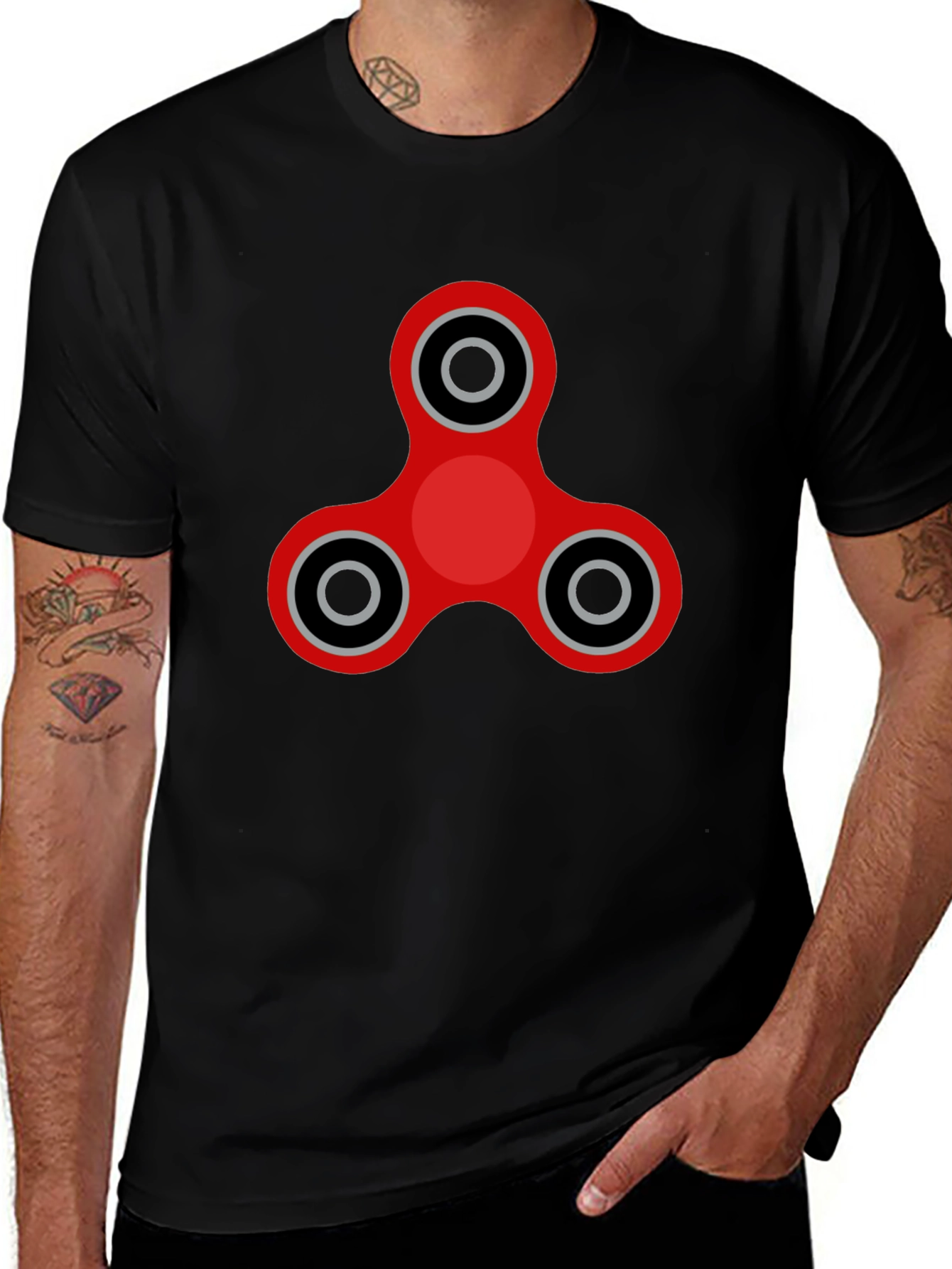 Fidget Spinner Graphic Tee - Black Cotton Blend