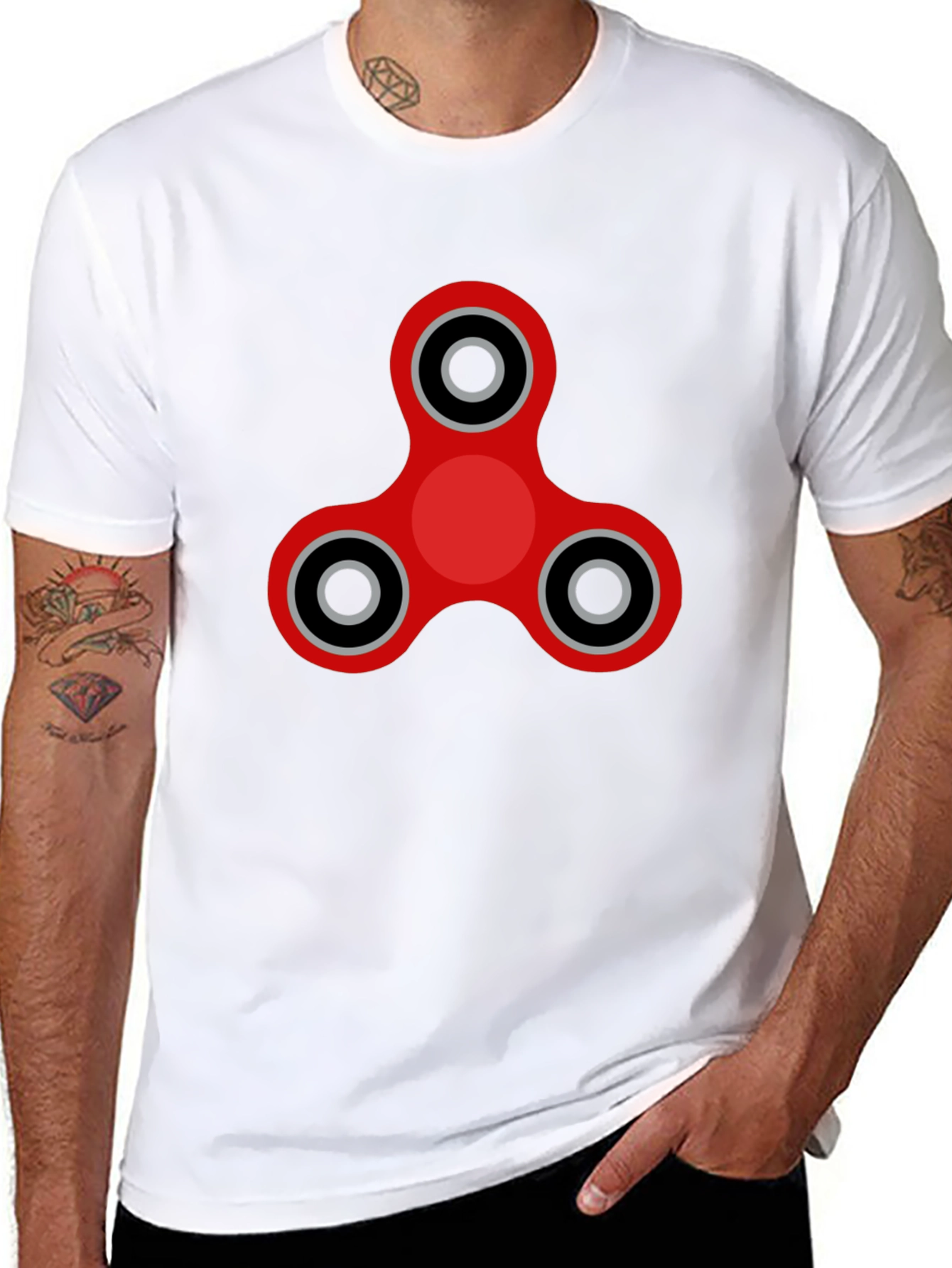 Fidget Spinner Graphic Tee - Black Cotton Blend