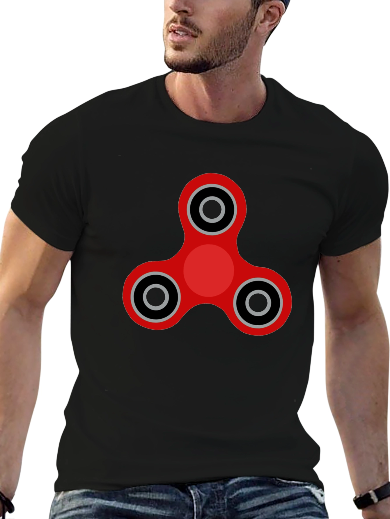 Fidget Spinner Graphic Tee - Black Cotton Blend