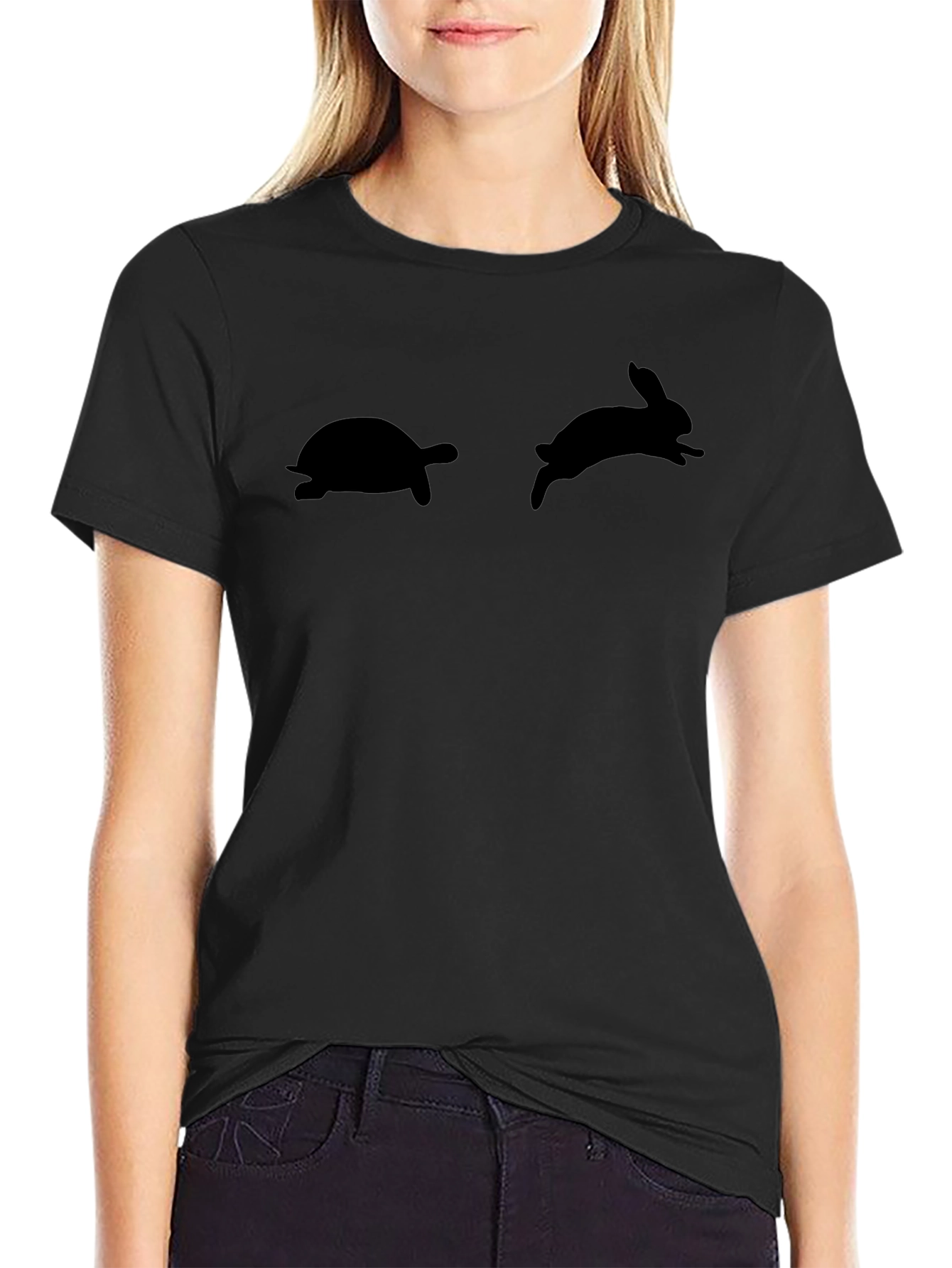 Turtle and Rabbit Race Black T-Shirt