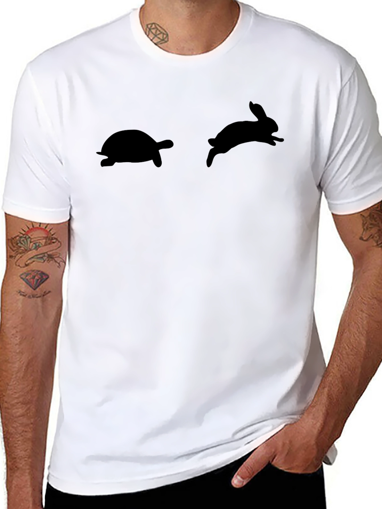 Turtle and Rabbit Race Black T-Shirt