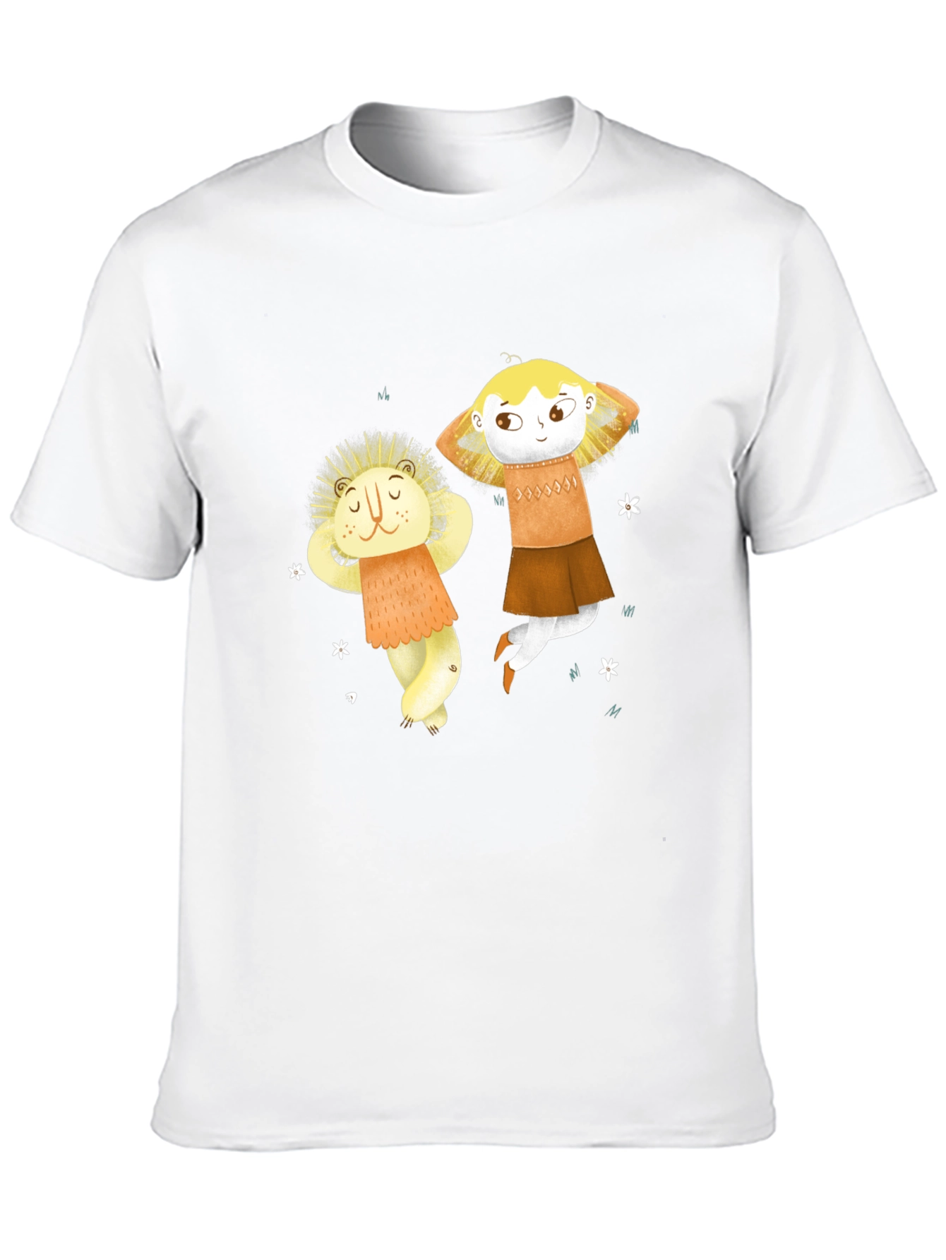 Whimsical Character Print Black T-Shirt