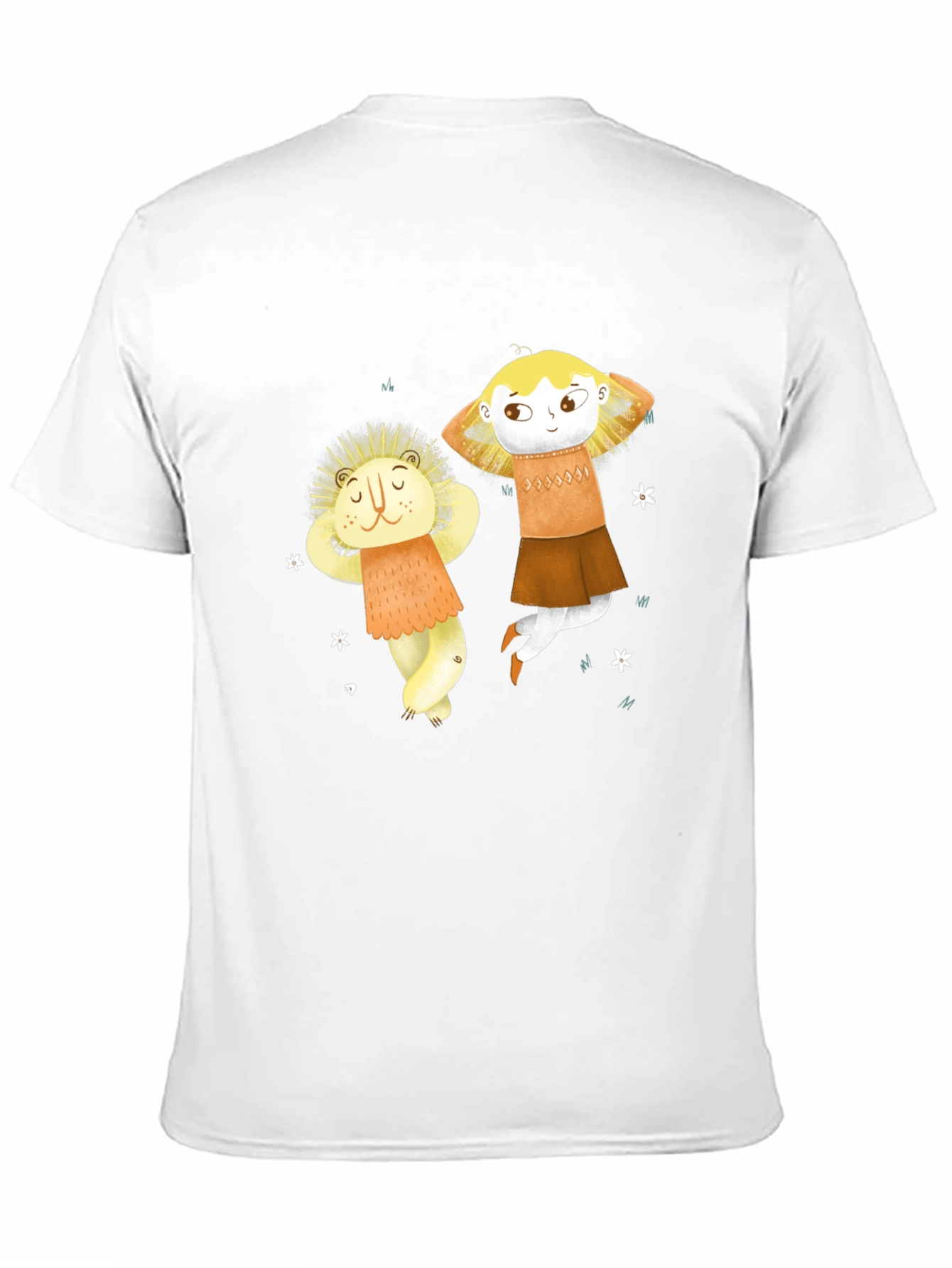 Whimsical Character Print Black T-Shirt