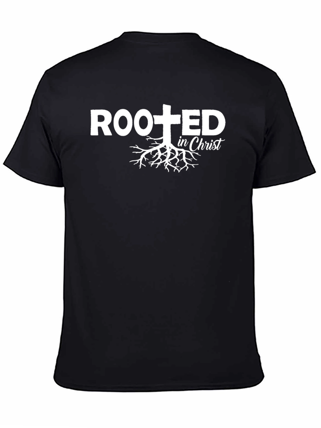 Rooted in Christ Graphic Tee - Black Christian T-Shirt
