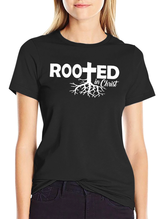 Rooted in Christ Graphic Tee - Black Christian T-Shirt