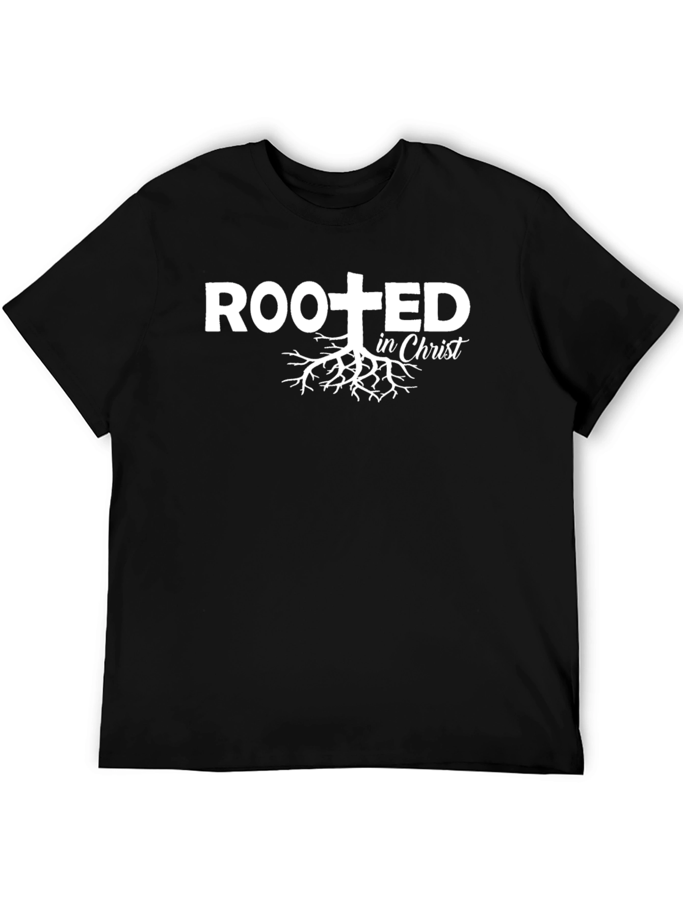 Rooted in Christ Graphic Tee - Black Christian T-Shirt